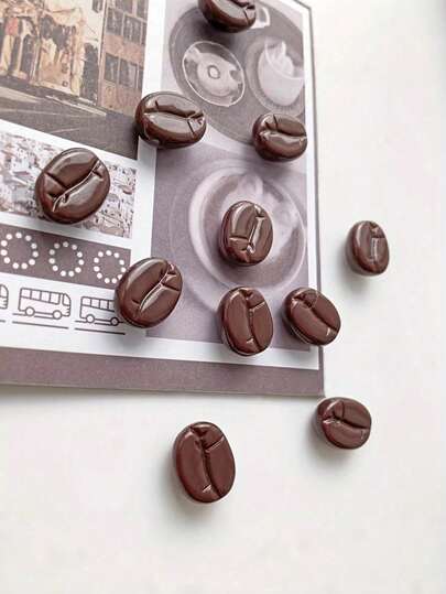 25/50pcs Realistic French Coffee Bean Resin Decor, Roasted Concentrated Texture, Suitable For Holiday Party, Coffee-Themed Party Decoration, Coffee Cup Embellishment, Kitchen Tabletop Decor, DIY Craft Material, Exclusive Gift For Coffee Lovers, French Cafe Party Atmosphere Decoration