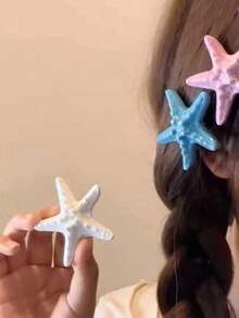 5pcs Faux Starfish Hair Clips, Personalized Bangs Clips, Side Clips, Duck Clips, Beach Style Hair Accessories - Multicolor - View 2