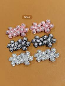 6pcs Colorful Flower Hair Clips, Sweet Style Hair Accessories Suitable For Daily Use - Multicolor - View 6