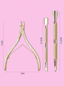 Nail Art Accessory - Cuticle Nipper & Pusher - Gold - View 4
