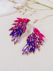 juran 1 Đôi bông tai hình cánh đính đá lấp lánh, quà tặng cho nữ nhân dịp đám cưới, hẹn hò, tiệc tùng, tiệc chiêu đãi. - Hoa hồng tím - Xem 2