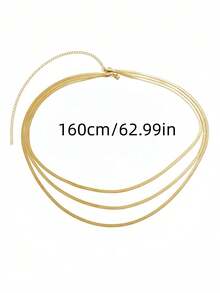 1pc Metallic Multi-Layer Snake Chain Waist Belt, Body Chain Suitable For Summer Beach Party Bikini Outfit - Gold - View 12