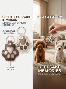 PETSIN Premium Leather Pet Hair Keepsake Keychain Paw Print Design,Personalized Pet Fur Memorial Keychain For Cherishing Beloved Pet Memories,Paw Print Pet Hair Keepsake Keychain Crafted To Hold Beloved Pet Fur - Multicolor - View 2