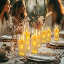 24/48 3-Size Ivory Colored Acrylic Light String Electronic Candles, Special Light String Technology To Light Up A Warm Atmosphere, 3-Size Brightness Adjustable, Suitable For Family Gatherings, Party Activities, Home Decoration, Emergency Lighting, Etc - 24 cái - Xem 8