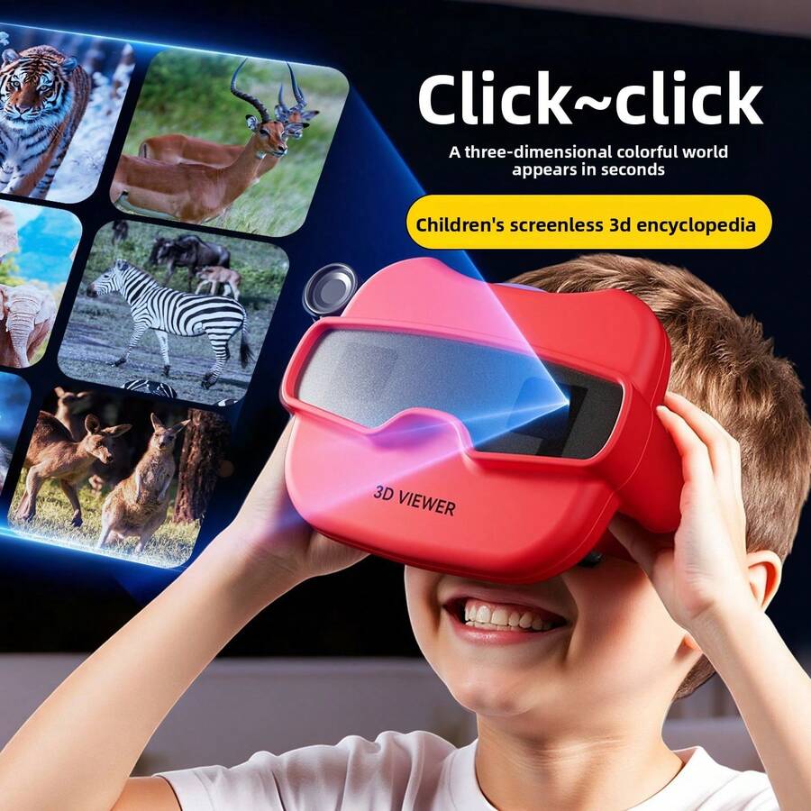 3D立体眼镜玩具，儿童益智探索玩具，新款3D立体眼镜，卡通、海洋、昆虫、恐龙、动物观察眼镜，3D图像相机，探索相机玩具，适合家庭、露营、公园、花园、野餐，适合3岁以上男孩女孩，无需电池