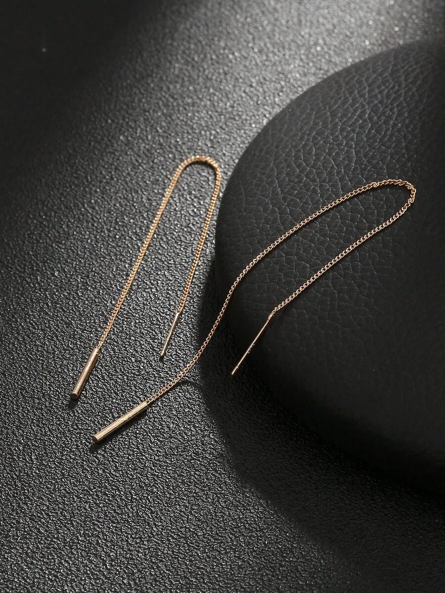 1对女士流苏铜耳环 - 金黃色 - 查看 1