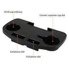 2Pcs Clip On Camping Chair Side Table With Cup Holder & Phone Storage Tray Outdoor UK - Black - View 2