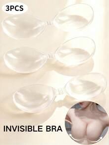 1/2/3片装隐形硅胶胸贴，无背无肩带粘性胸贴，提升胸型，适用于婚纱 - 無色 - 查看 13