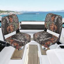 2 asientos plegables para barco con respaldo bajo, sillas marinas impermeables con acolchado grueso, diseño plegable que ahorra espacio para pesca, turismo y lanchas rápidas. - camuflaje - Ver 5
