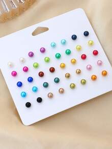 20 Pairs Fashion Petite Colorful Faux Pearl Stud Earrings Set For Women (Random Color) - Multicolor - View 5