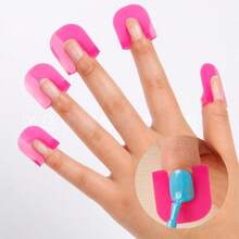 26 piezas de tiras de barrera de esmalte de uñas de plástico reutilizables, 10 tamaños, protectores de uñas curvos elegantes de color rosa, con 3 cintas adhesivas, guía de borde de uñas de fácil aplicación, adecuado para salón y manicura en casa - Multicolor - Ver 2