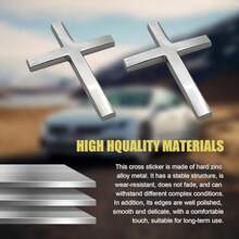 2 PCS 3D Cross Stickers 2.5*1.8 3D Alloy Car Metal Jesus Christ Cross Emblem Decals Self Adhesive Metal Auto Decor Emblem Decal Universal For Trunk Rear Fender Side Fender Silver - Bạc - Xem 4