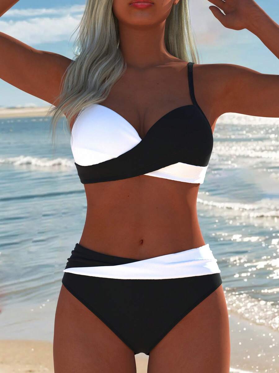 Midsummer  Women Fashion Two-Piece Cross Bikini Set Swimsuit, 2026 New Arrival Women Swimwear Beach Suit, Summer Beach Seaside Vacation Holiday Festival Travel Sexy Luxury Fashion Simple Classic Modern Elegant Exquisite Two-Piece Bikini Set Hot Selling - 白色 - 查看 1