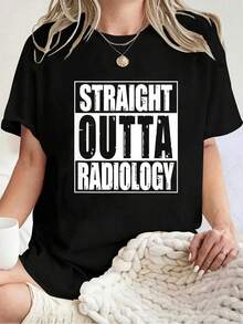 Camiseta unisex 100% algodón con estampado divertido de "Directamente de Radiología, Técnico de Radiología", cuello redondo y manga corta. - Negro - Ver 6