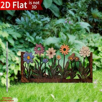2D Flat, 1pc Modern Vintage Floral Garden Stake Label - Outdoor Plant Marker Sign Suitable For Fence, Yard, Decor - Plastic Flower Tag For Plants, Shrubs, 2D Fla