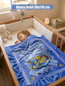 Baby Blanket 90x110 Cm, Soft, Hypoallergenic, Infant - Bebezinho Azul - Xem 2