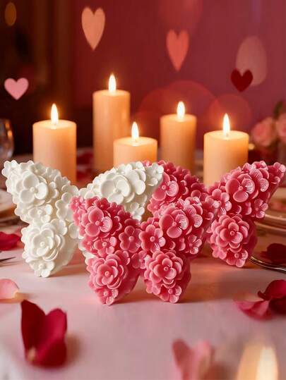 4件套花朵和蝴蝶造型硅胶模具，适用于手工制作花朵和蝴蝶造型蜡烛、肥皂、家居装饰、工艺礼品，耐用硅胶材质，高品质，肥皂制作工具，蜡烛模具，手工爱好者，DIY爱好者