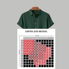 Men's Dress Shirt With Italian Collar, Short Sleeves, Slim Fit, Casual, Versatile, Elegant, Basic - 松綠 - 查看 3