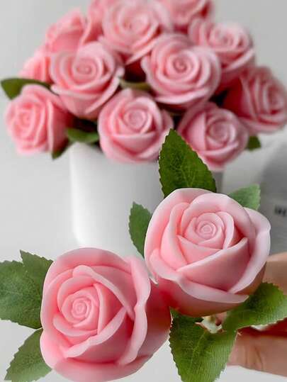 1pc Rose Flower Silicone Candle Mold, DIY Scented Candle, Plaster, Epoxy Resin Decoration Silicone Candle Mold