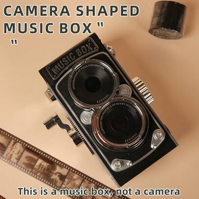 صندوق موسيقي على شكل كاميرا قديمة، 8 نغمات، ديكور غرفة المعيشة، هدية عيد ميلاد وعام جديد للرجال والنساء