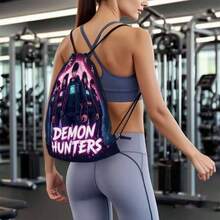 Durable Drawstring Bag Featuring Graphic, With Practical Pockets, Ideal For Gym, Yoga, Travel, And Football - Multicolor - View 3