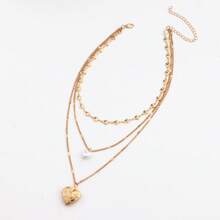 Women's Heart Pendant Multilayer Necklace, Minimalist Fashion Choker Suitable For Daily Wear - Multi-layered Heart Pendant - View 10