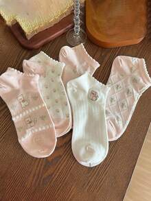 5 đôi tất cổ chân mỏng, dễ thương, họa tiết mèo dễ thương, màu hồng nhạt, kiểu Nhật Bản. - Nhiều màu - Xem 6