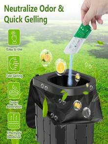 Portable Toilet, Emergency Toilet Kit - Foldable, Reusable, Includes Waste Solidifier Gel, High-Quality Outdoor Trash Bags, Compact Size For Outdoor Use, Suitable For Camping/Hiking, Car Emergency, RV Travel, And Disaster Preparedness - Multicolor - View 3