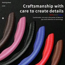 2pcs Durable Classic Leather Steering Wheel Cover, Comfortable Grip, Anti-Slip, Strong Adhesion, Universal Car Steering Wheel Protector, Auto Interior Decor, Leather - Multicolor - View 1