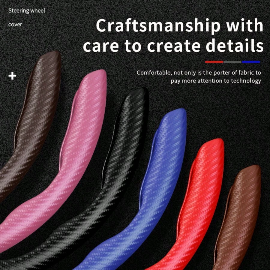 2pcs Durable Classic Leather Steering Wheel Cover, Comfortable Grip, Anti-Slip, Strong Adhesion, Universal Car Steering Wheel Protector, Auto Interior Decor, Leather - Multicolor - View 1