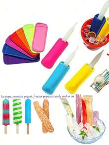 1 cái/3 cái Vỏ bọc kem que tái sử dụng, có thể giặt được, giữ nhiệt, thích hợp cho kem que, kem tươi, sữa chua dạng ống, rất cần thiết cho mùa hè để tránh bị nhỏ giọt. - Nhiều màu - Xem 1