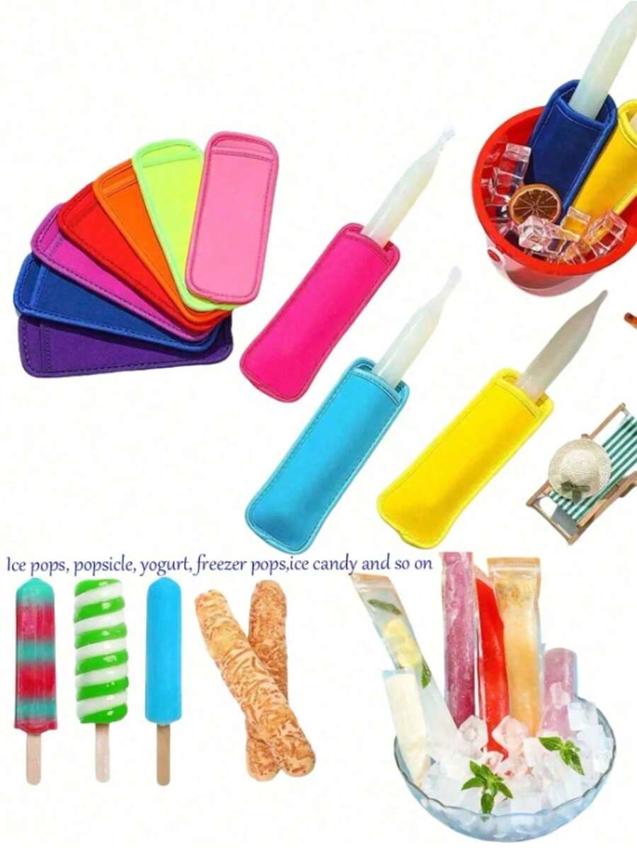 1 cái/3 cái Vỏ bọc kem que tái sử dụng, có thể giặt được, giữ nhiệt, thích hợp cho kem que, kem tươi, sữa chua dạng ống, rất cần thiết cho mùa hè để tránh bị nhỏ giọt. - Nhiều màu - Xem 1