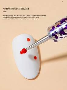 5pcs Double-Ended Nail Art Dotting Pen & Flower Nail Dotting Tool Set - Pink - View 7