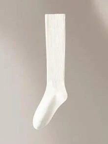 Tất cao đến đùi phong cách dễ thương cho nữ mùa thu/đông, màu trơn đen trắng cơ bản, thích hợp với bốt cao đến đầu gối/giày bệt, tạo phong cách lười biếng, món đồ mặc ngoài thiết yếu, tất ấm áp - Nhiều màu - Xem 15