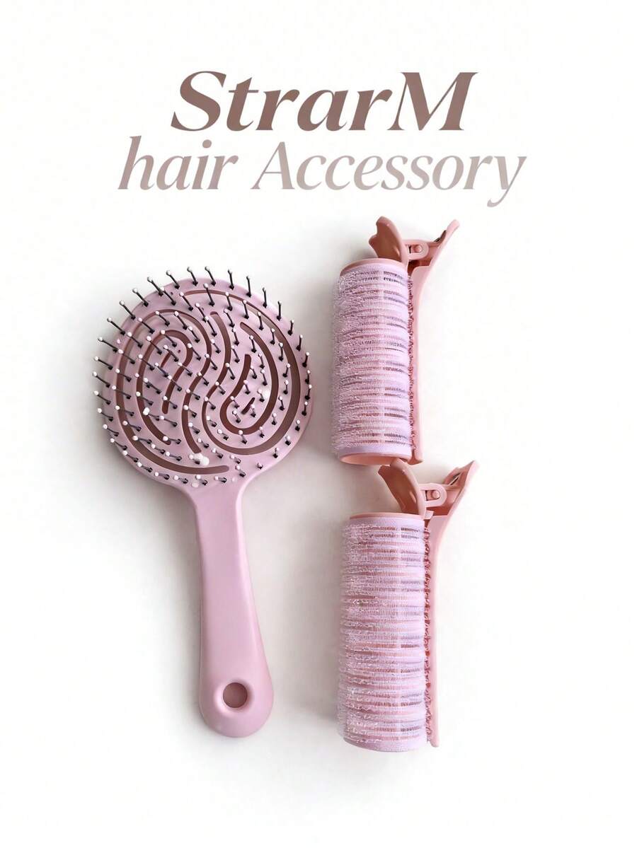 1pc Grid Hollow Hair Comb, Massage Comb, Anti-Static Large Curved Comb, Bone Comb, Curling Tube, Suitable For Natural Curly Hair, Creates Voluminous High Crown - Multicolor - View 1