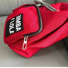 Women's Spring Backpack, Versatile Shoulder Bag With Letter Design, Men's Shoulder Bag - Red and Gray Rope - View 6