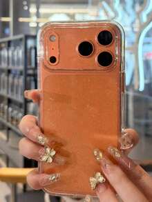 Luxury Shiny Transparent Soft Phone, Compatible With 17 Pro 17 16 15 14 13 Pro 15 16 Plus 17, Shiny Camera Protective Cover - 透明粉末 - 查看 3