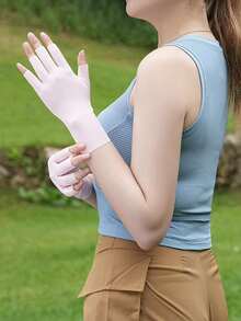 1 双女士美甲防紫外线半指手套，轻便透气弹力露指手套，适合骑行、驾驶、户外活动、夏季、旅行、节日等场合。 - A - 查看 4