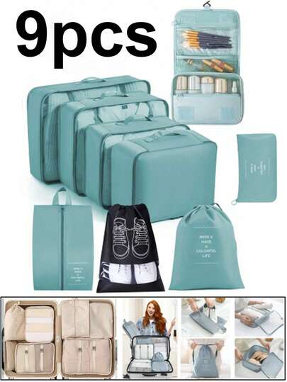 9/1pcPortable Travel Storage Bag Organize Your Clothing, Shoes, And Underwear With Ease - Perfect For Luggage And Suitcase Packing Slogan Graphic Travel Storage Bag Portable With Shoe Toiletry And Laundry Bags School Supplies Room Decor Bedroom Decor Dorm Essentials For School Student Teacher