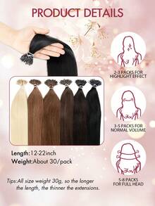 12-22 Inch Nano Ring Hair Extensions, Real Human Hair, Natural Black Color, Nano Bead Straight Hair Extensions, Invisible Nano Hair Extensions For Women, Suitable For Daily Wear, Party, Wedding, Easy To Install And Wear - Multicolor - View 9