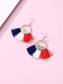 1 Pair Girls' Fashion Hollow Round Tassel Earrings, Suitable For Daily Wear And Festivals - Multicolor - View 2