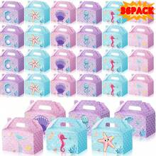 6/12/18/24/30/36Pcs Mermaid Party Gift Box Shell Pearl Mermaid Gift Bag Candy Gift Box Party Gift Ocean Mermaid Gift Box With Handle For Underwater Mermaid Birthday Party Supplies - Multicolor - View 14