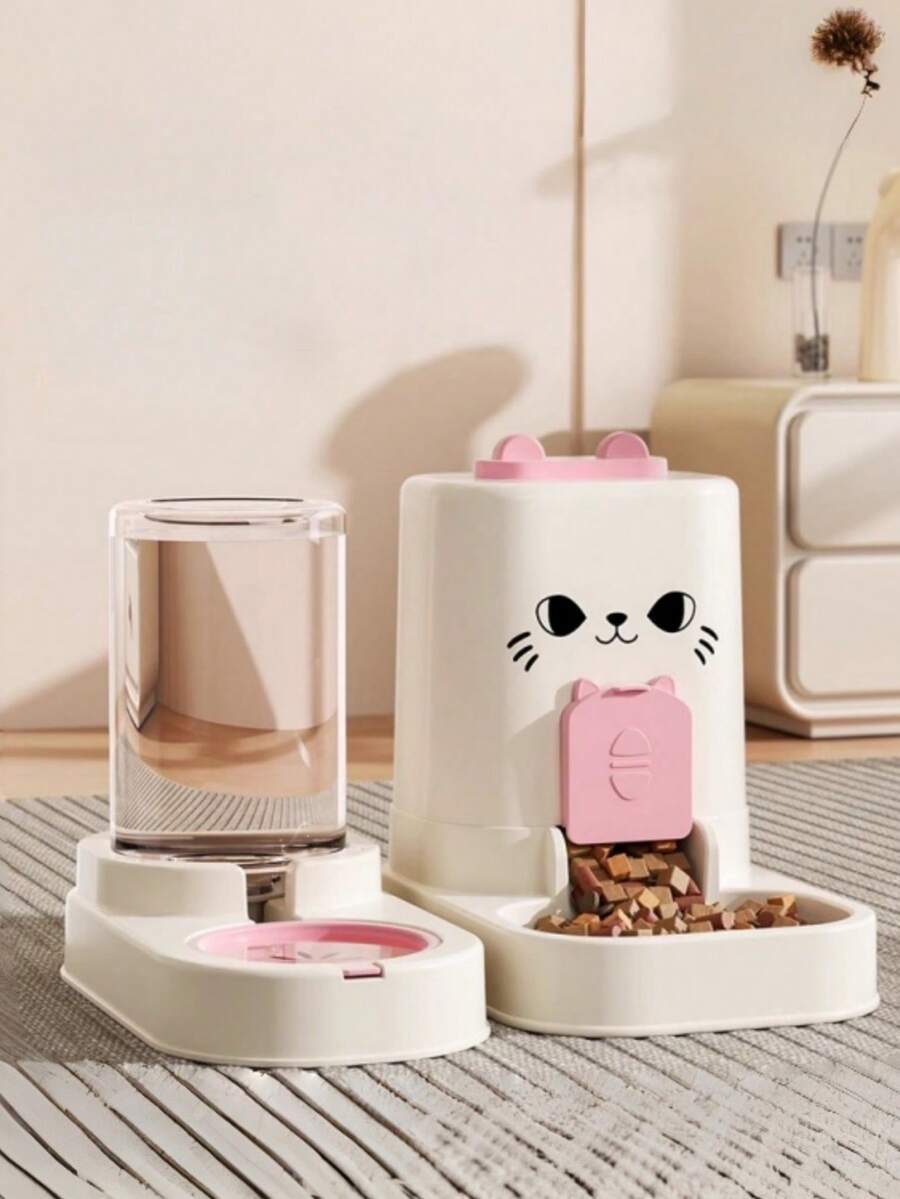 1个宠物猫脸造型分格喂食饮水碗，可拆卸易清洗，适合幼猫 - 1.8升 - 查看 1