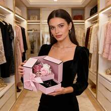 Hộp quà hoa tươi cao cấp, thích hợp đựng vòng cổ, son môi, dùng trong nhiều dịp như Ngày của Mẹ, đám cưới, Ngày Valentine, làm hộp đựng trang sức, hộp quà tặng. - Hộp quà tặng - Xem 2