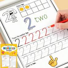 1 Pieza (48 páginas de menos de 100) Cuaderno de práctica de escritura de números interesante para niños, adecuado para cursos de escritura de preescolar y jardín de infantes de 3 a 6 años, libro de práctica de aprendizaje de matemáticas, libro de trazado de números, libro de práctica de caligrafía, trazado de números, alfabetización de educación temprana preescolar, regalo de regreso a la escuela - Multicolor - Ver 10