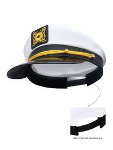 Conjunto de gorra de capitán y gorra de marinero estilo náutico para parejas, accesorios de fiesta estilo marinero - Gorra de capitán, gorra de marinero, bufanda a rayas, corbata, ajustable en la parte trasera - Multicolor - Ver 8
