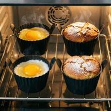 Revestimiento de silicona para freidora de aire, Estera de silicona reutilizable para freidora de aire, Accesorios para freidora de aire, Papel de horno de repuesto, Moldes de horneado de múltiples piezas - Negro - Ver 2