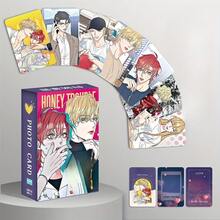 1pc 55pcs Set Of Korean Cartoon "Honey Trouble" Cards - Exquisite Pattern Design, Ideal Birthday Or Christmas Gift For Anime Fans, Cute Design, Durable Material, Glossy Surface, Suitable For Anime Fans Collection And Decoration - Multicolor - View 5