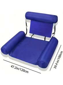 1pc Inflatable Floating Chair, Vibrant Colors, Durable Polyester Hammock, With Armrests And Headrest, Suitable For Relaxation At Beach, Lake And Swimming Pool, Inflation Pump Sold Separately - Solid Color Floating Chair - View 11