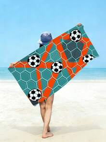 1pc Soccer Door Pattern Beach Towel, Ultra-Fine Fiber Beach Towel, Anti Sand, Absorbent, Quick Drying, Oversized Beach Towel, Suitable For Swimming, Yoga, Gym, Vacation, Beach And Other Occasions, - Type C - View 7
